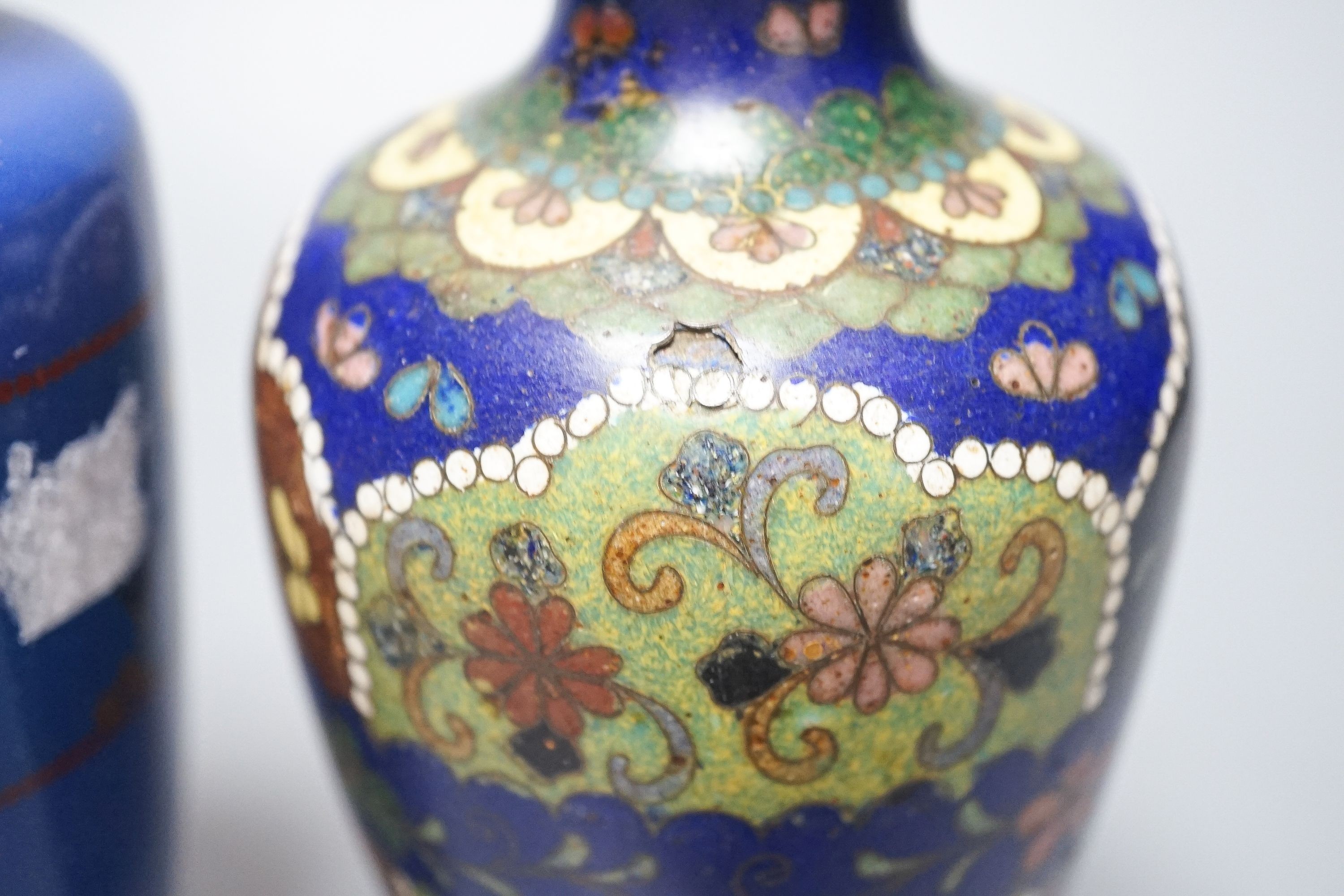 A group of Japanese ceramics and cloisonne enamel wares 19cm